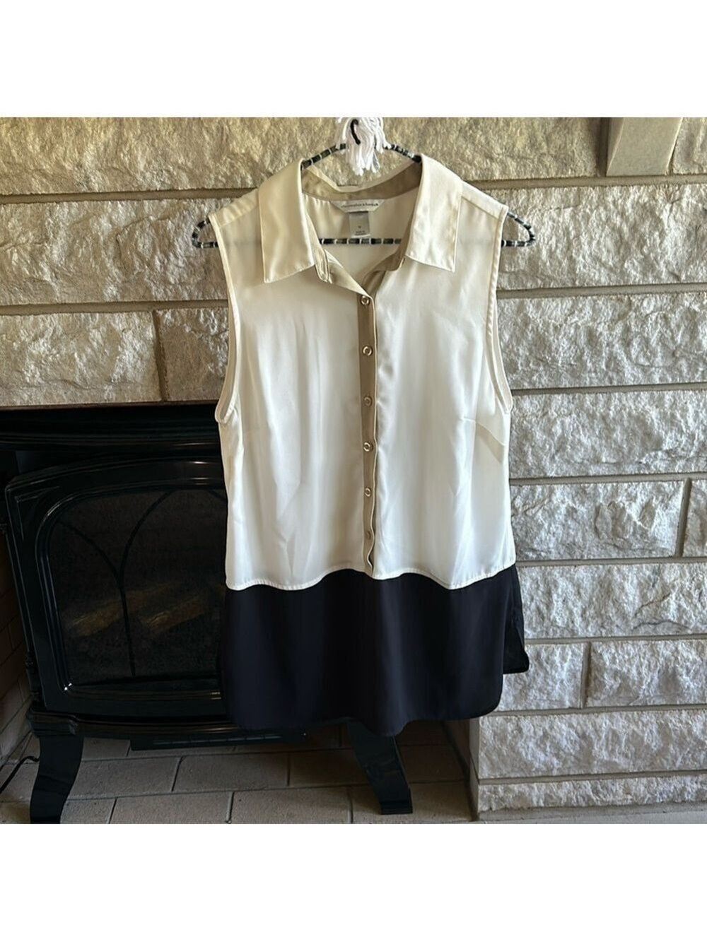 *5 for $45* Christopher & Banks Semi-Sheer Button Down Top, Medium